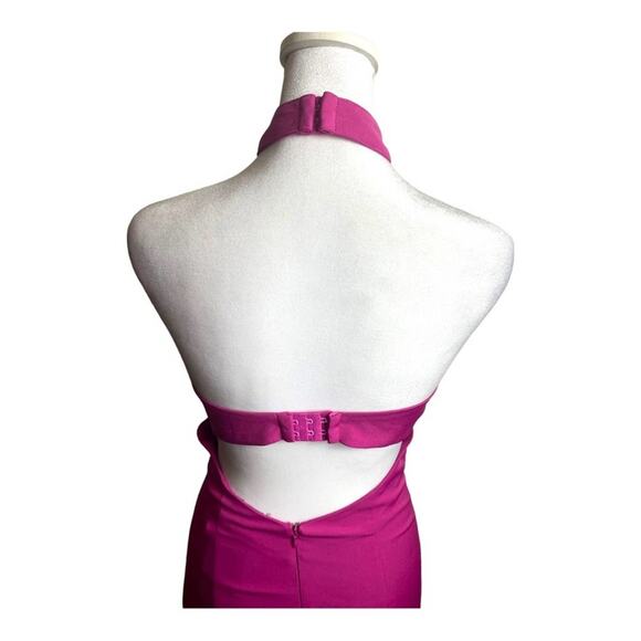 NBD DRESS S PINK SUGAR MINE HALTER BACK CUT OUT STRAPPY MINI SHORT SLIT BODYCON - Picture 6 of 10